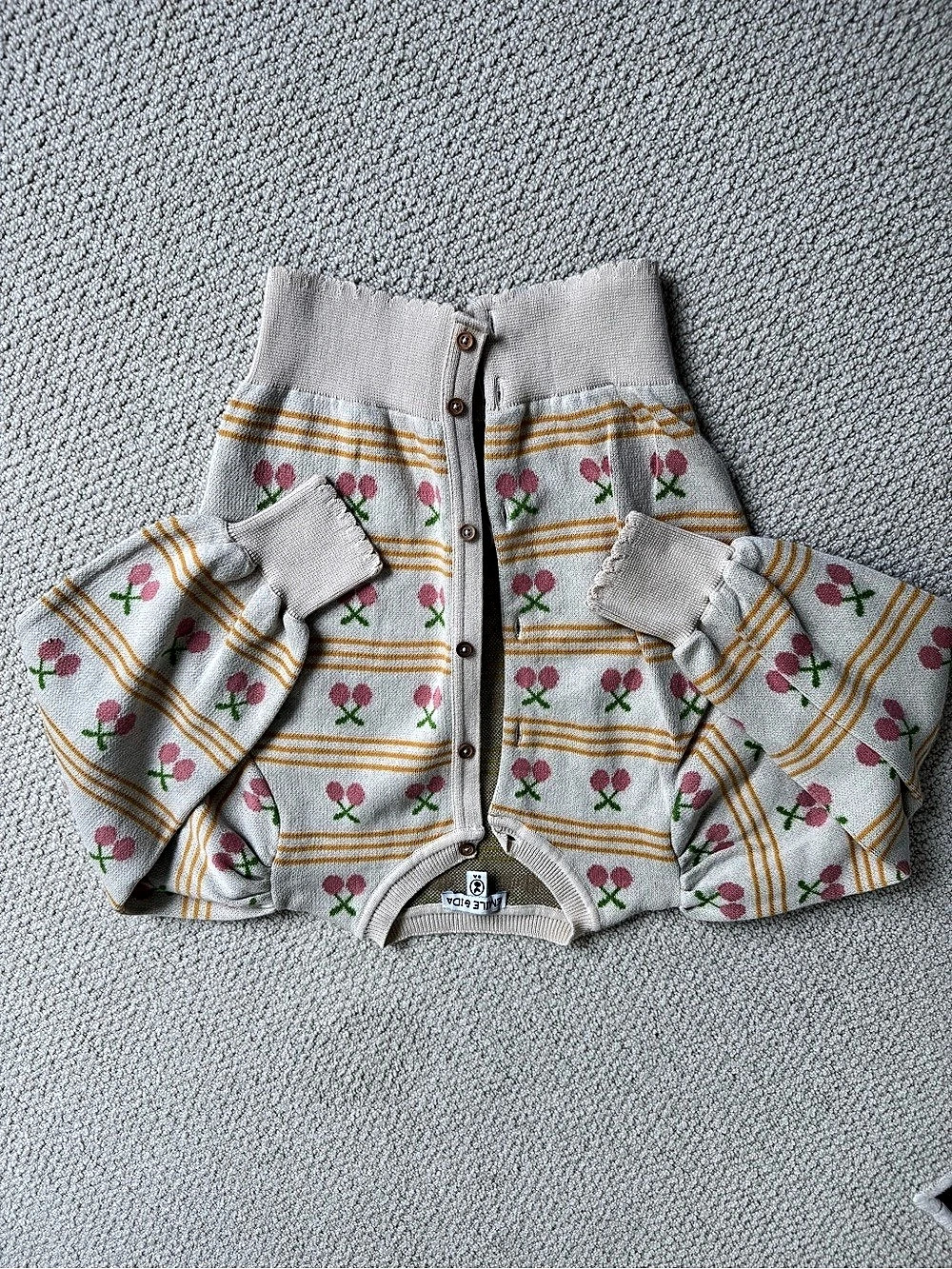 Emile et Ida Floral Button-Front Sweater 8A - Picture 2 of 6